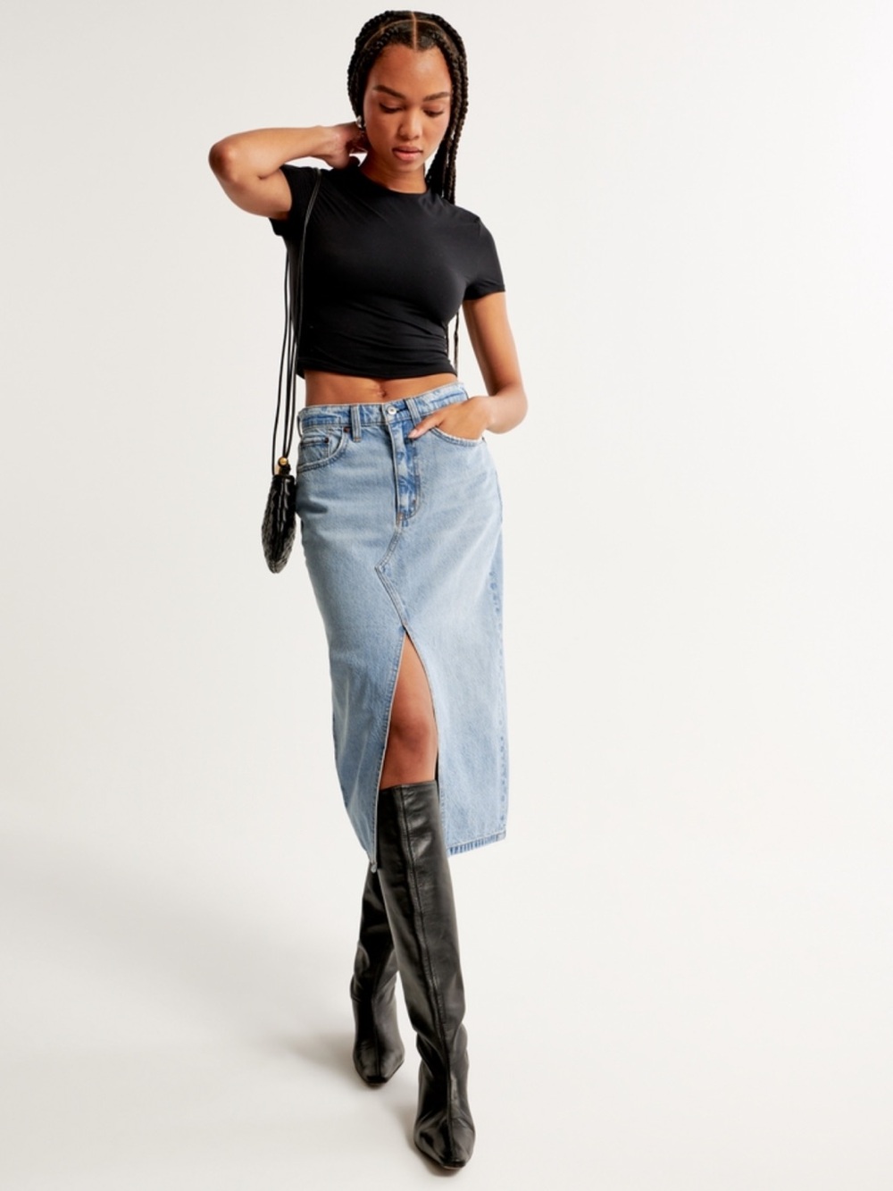 Abercrombie denim midi skirt